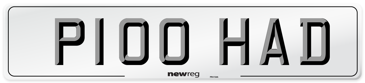 P100 HAD Number Plate from New Reg